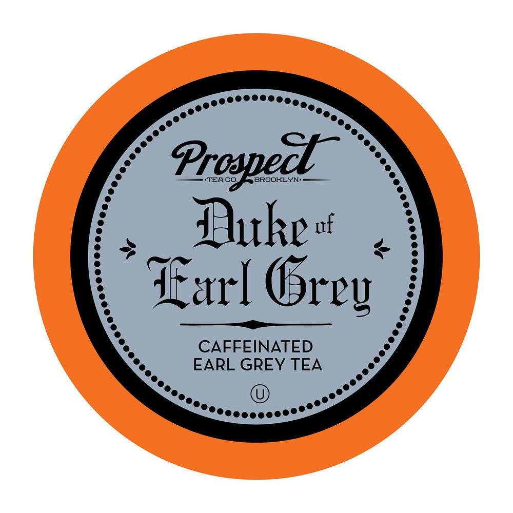 Prospect Tea Co. Duke of Earl Grey pods in box highlight premium single-serve convenience.