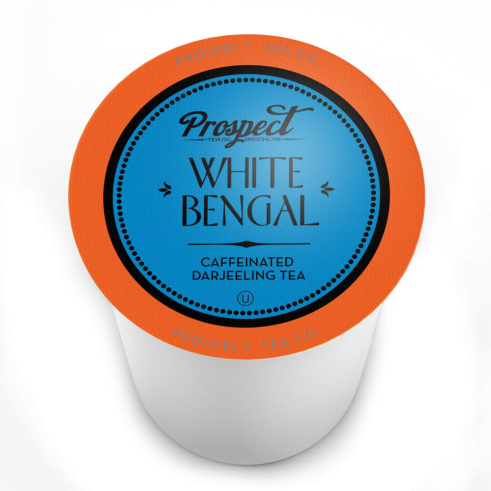 Open-pack display of Prospect Tea Co. White Bengal Darjeeling pods highlights convenient single-serve convenience