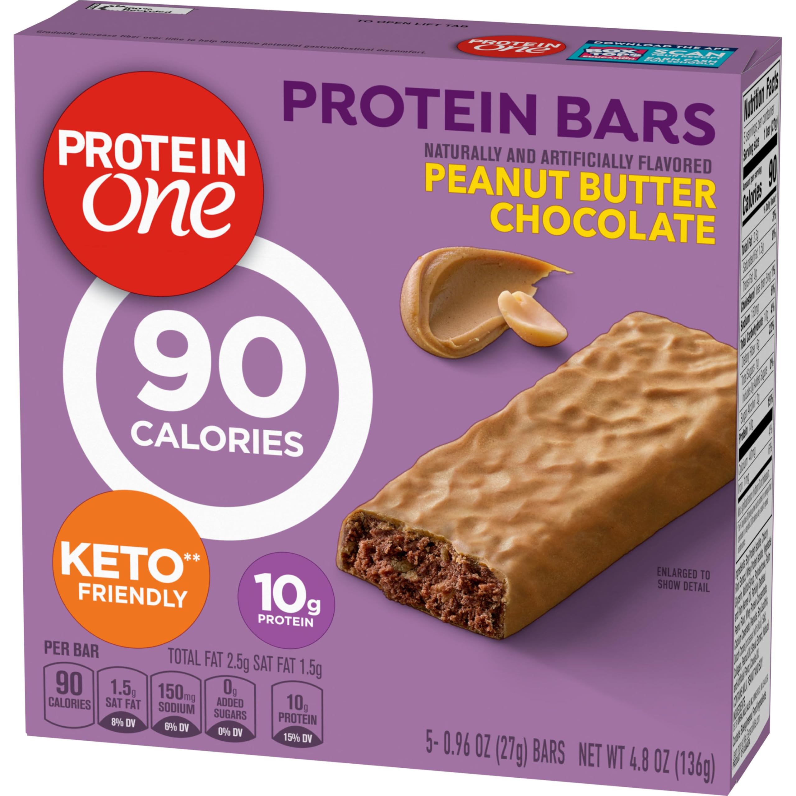 Protein One nutrition label emphasizing 10g protein per bar.