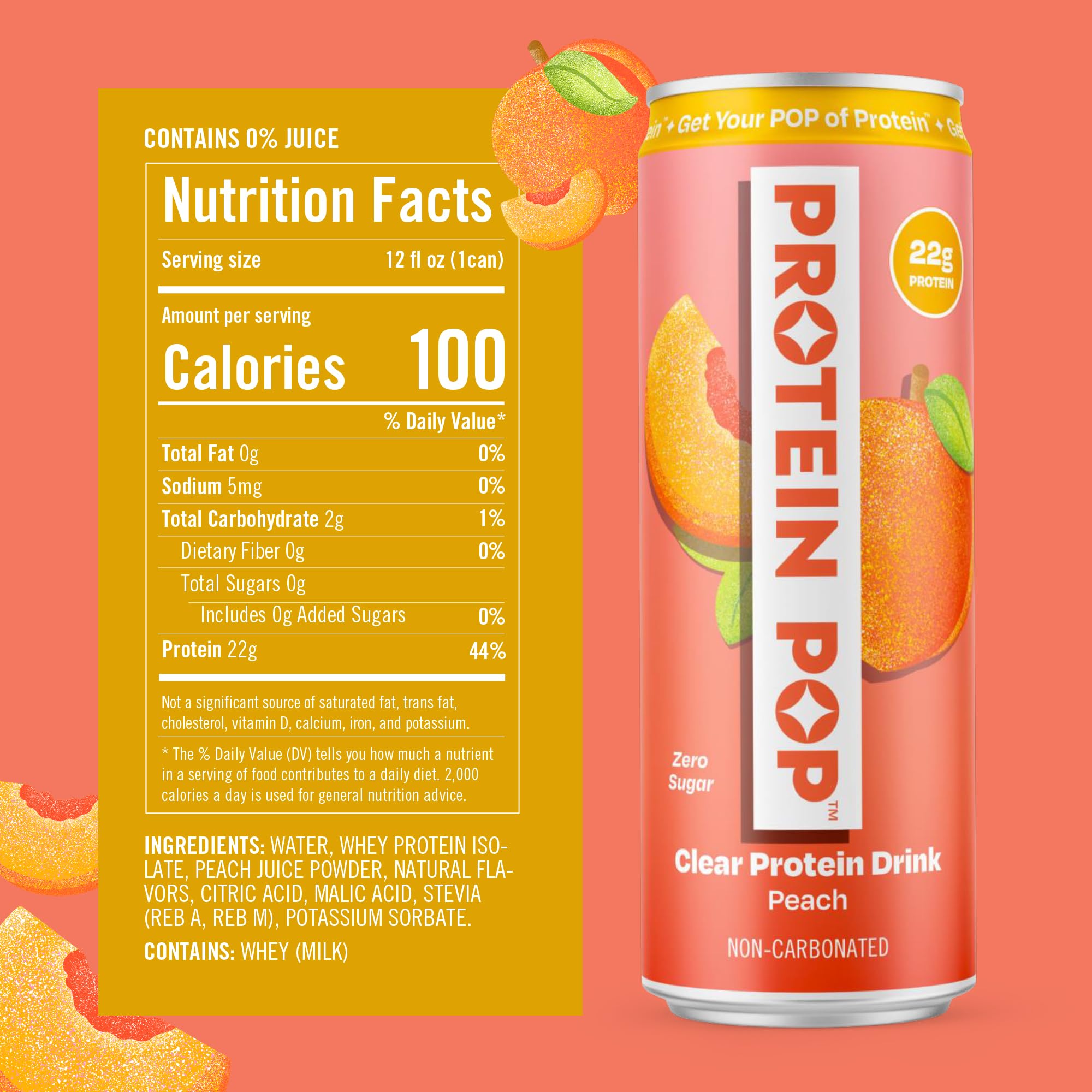 Protein Pop can served on ice for a crisp, refreshing protein drink.
