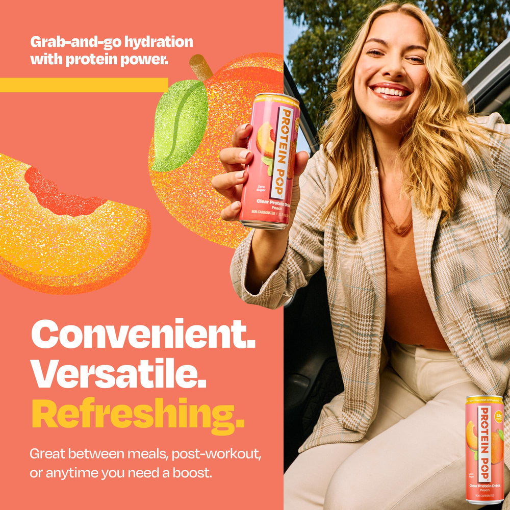 Protein Pop label close-up highlights clean, all-natural ingredients.