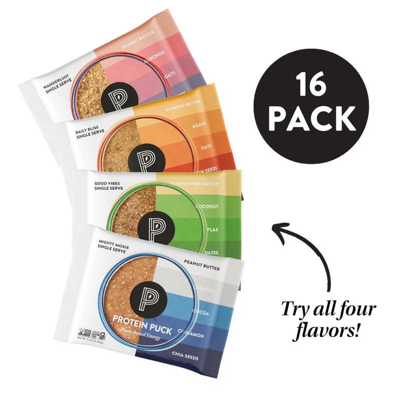 Protein Puck bar label emphasizes non-dairy and kosher certifications.