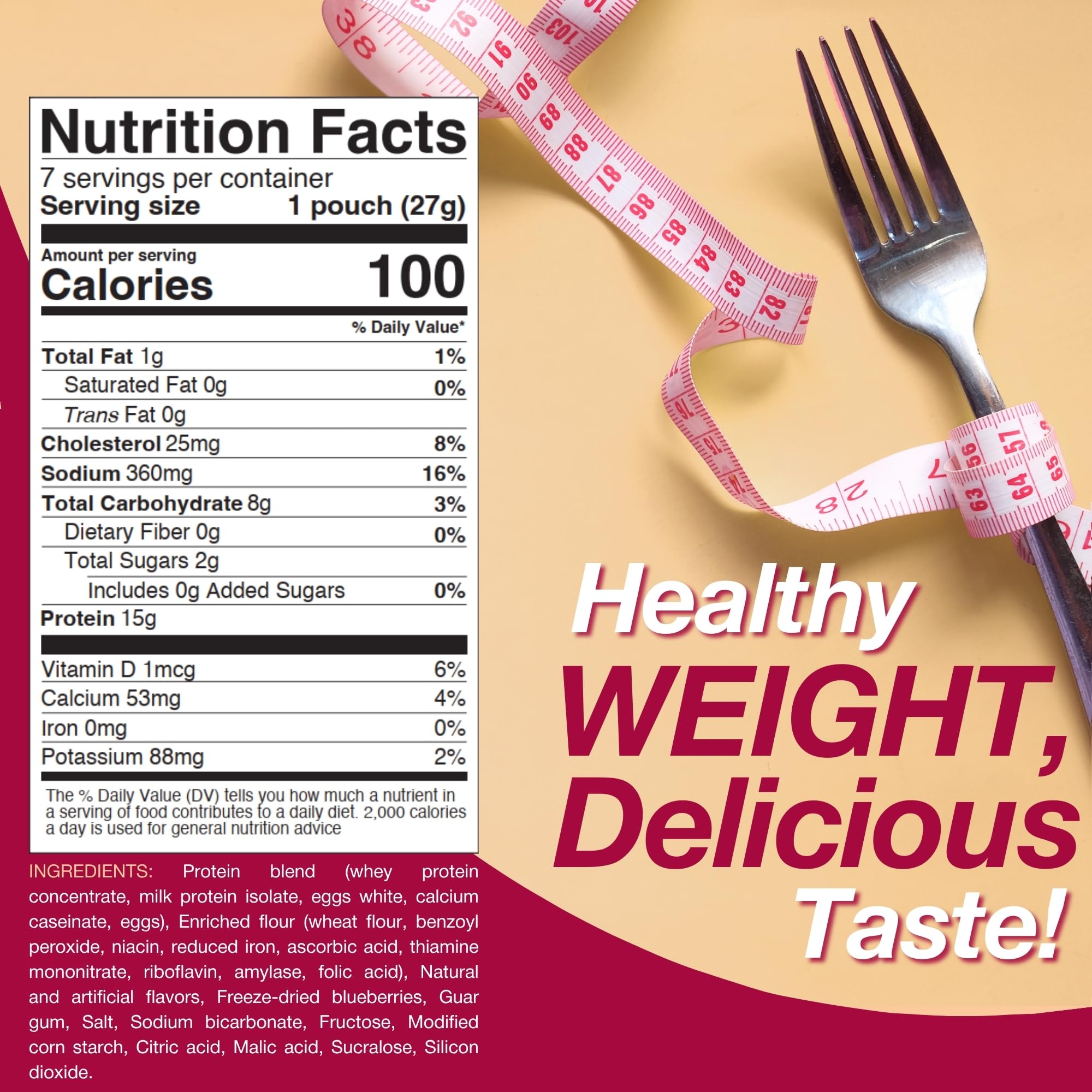 ProtiDIET Blueberry Pancakes pouch highlights convenient single-serve packaging for travel.