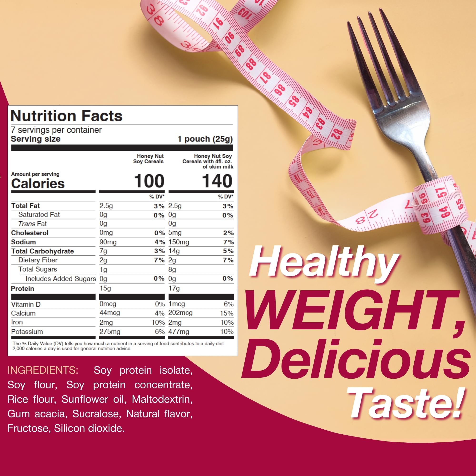 ProtiDIET Honey Nut Soy Cereal in milk for a protein-rich breakfast