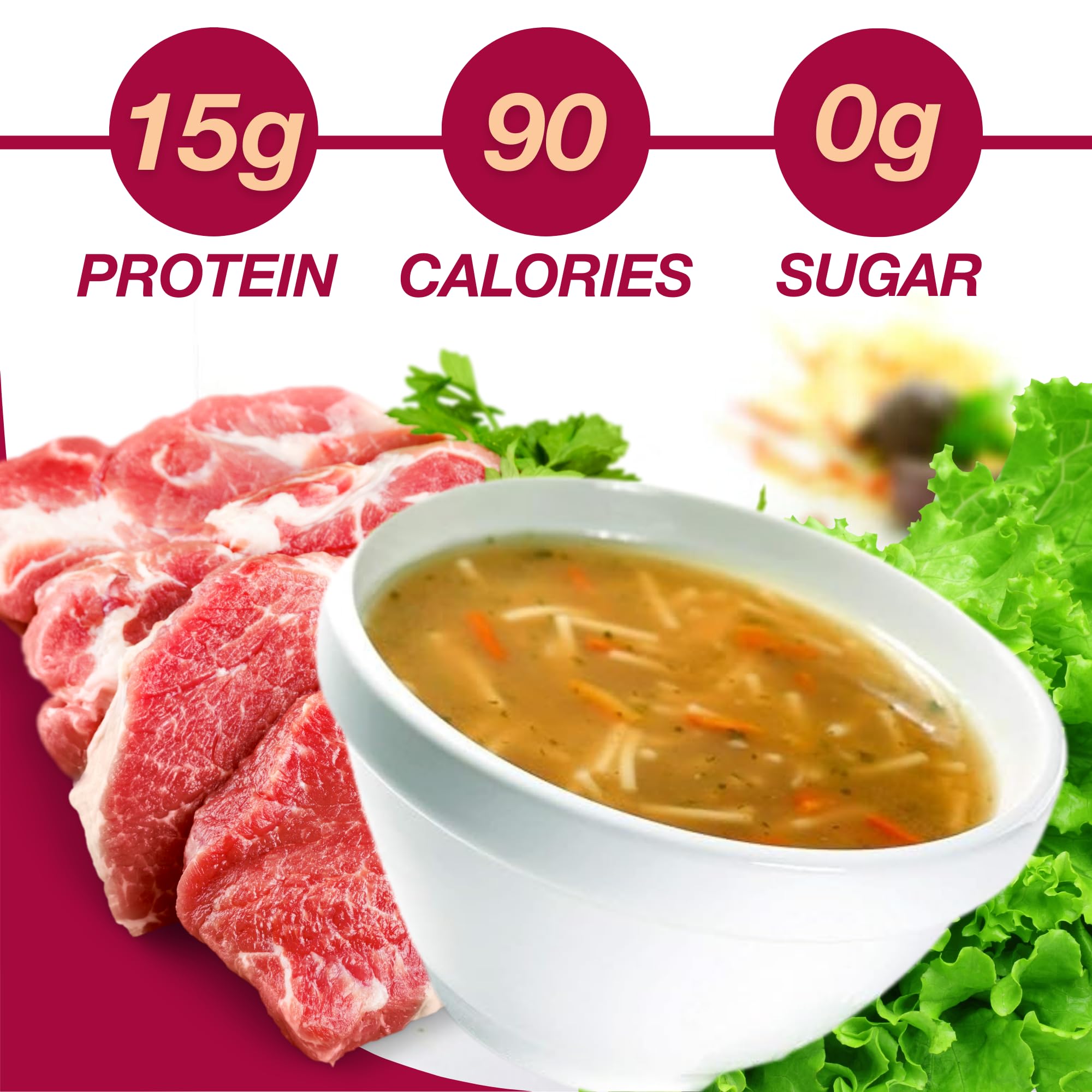 ProtiDIET soup mix sachets in seven-pack display, convenient and portable.