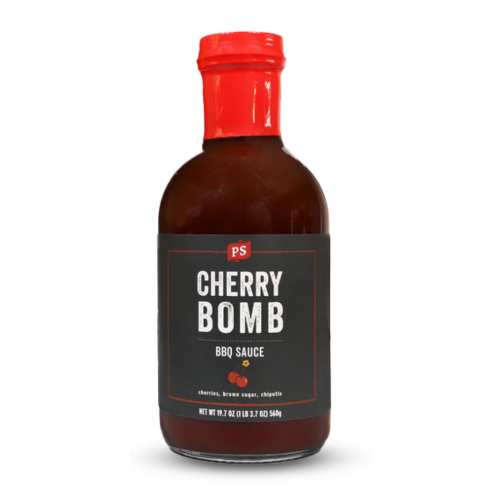 PS Seasoning Cherry Bomb bottle with cherry bits for sweet-smoky flavor