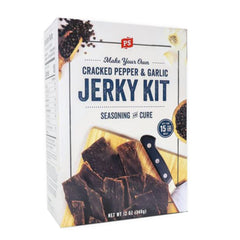 PS Seasoning Jerky Kit packaging with cracked pepper and garlic flavors, ready to inspire homemade jerky.