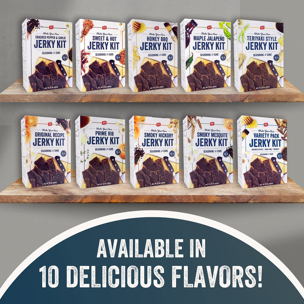 PS Seasoning Jerky Kit works with oven, smoker, or dehydrator for versatile drying.