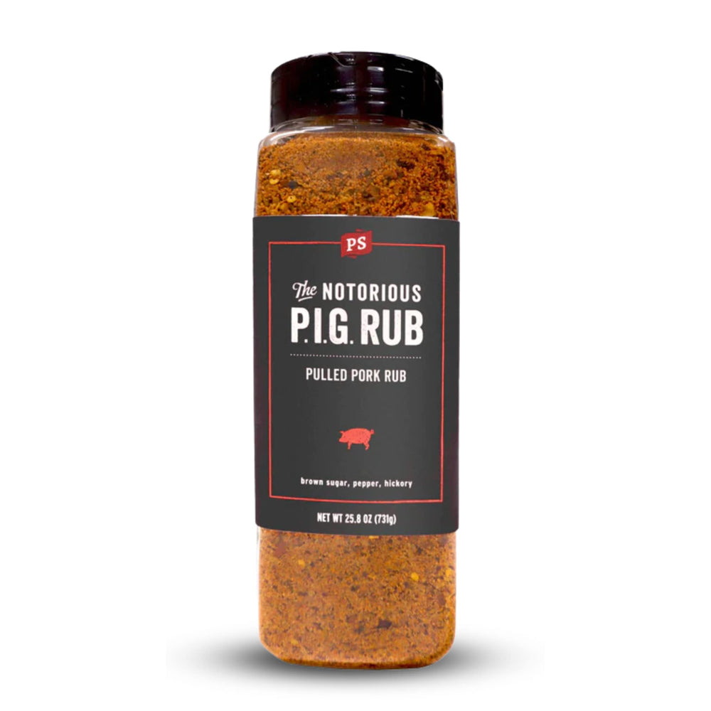 PS Seasoning Notorious PIG jar close-up, ideal for bold pork flavor in pulled pork.