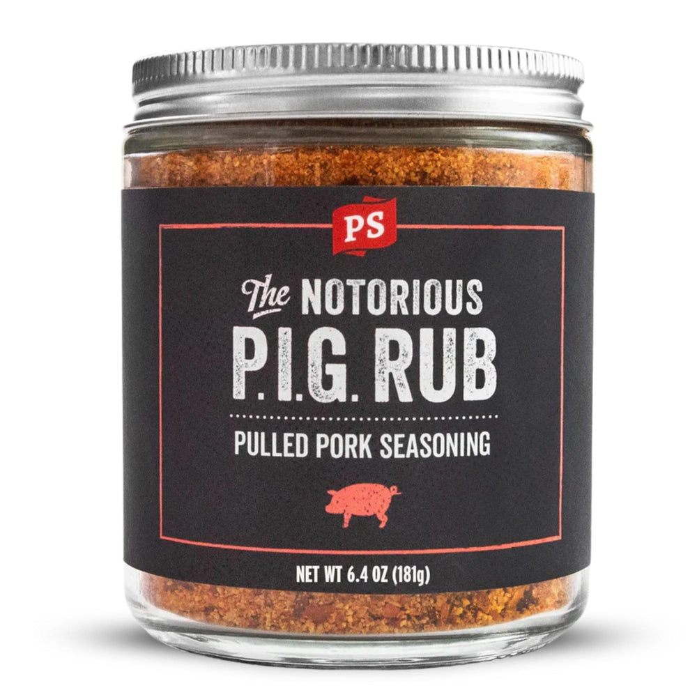 PS Seasoning Notorious PIG bottle with sweet brown sugar rub enhances pork flavor for pulled pork