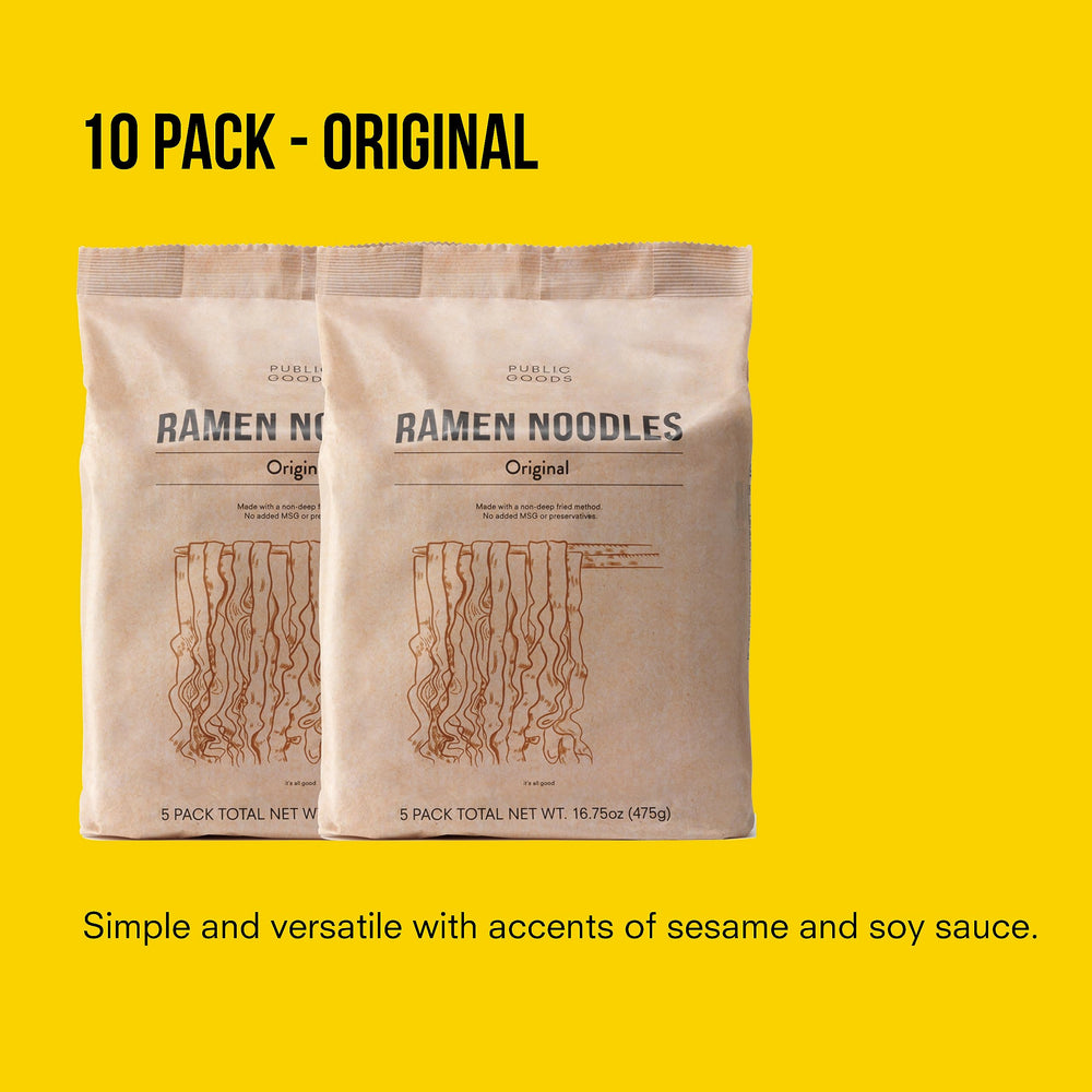 Public Goods Ramen vegan-friendly noodle and sauce on plant-based meal.