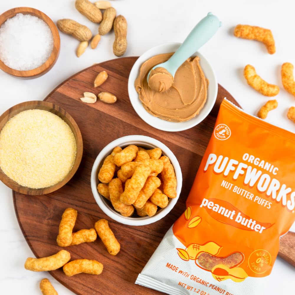 Puffworks 5-6g protein per bag card—plant-based nourishment