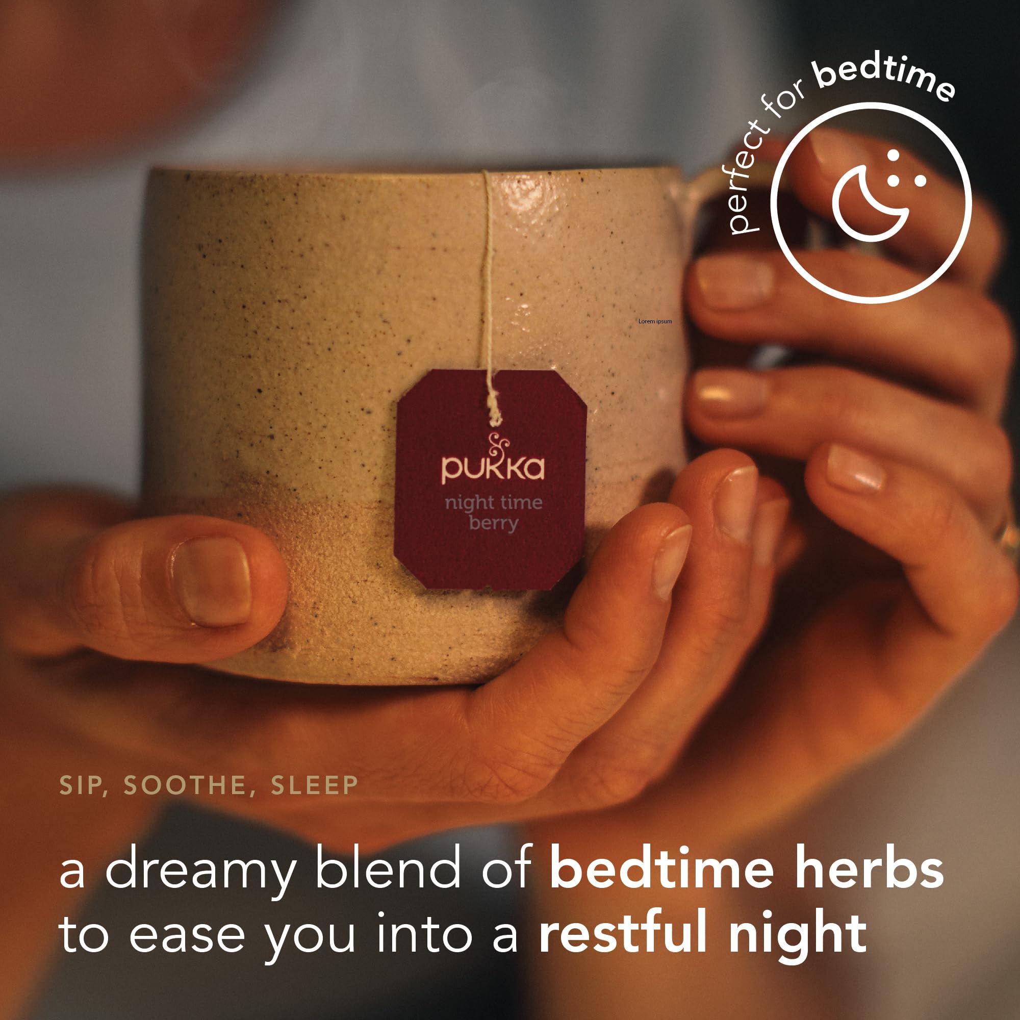 Pukka Night Time Berry eco-packaging demonstrates sustainable tea culture.