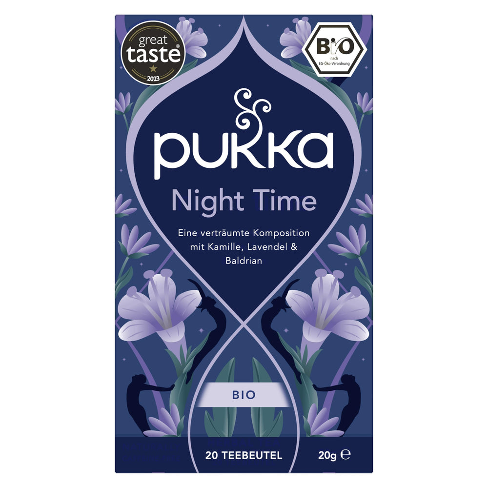 Pukka Night Time lavender aroma image, soothing scent to unwind after dinner.