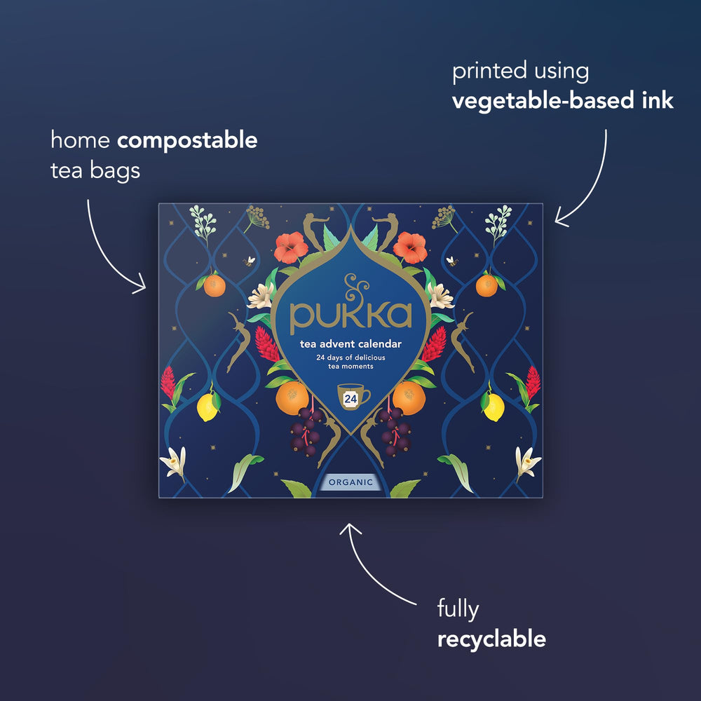 Pukka Night Time tea sachet for peaceful evenings.