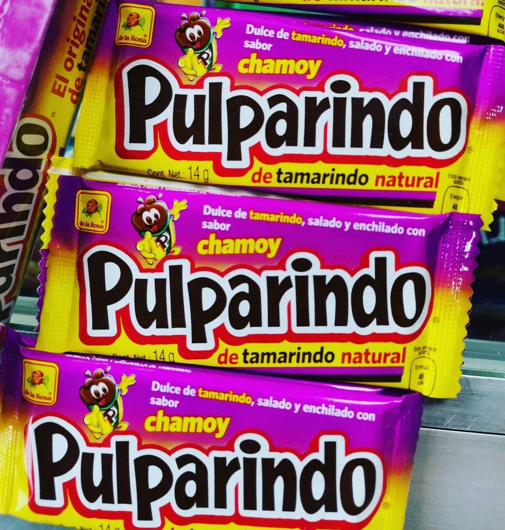Pulparindo Chamoy tamarind candy pack closeup showing tangy coating