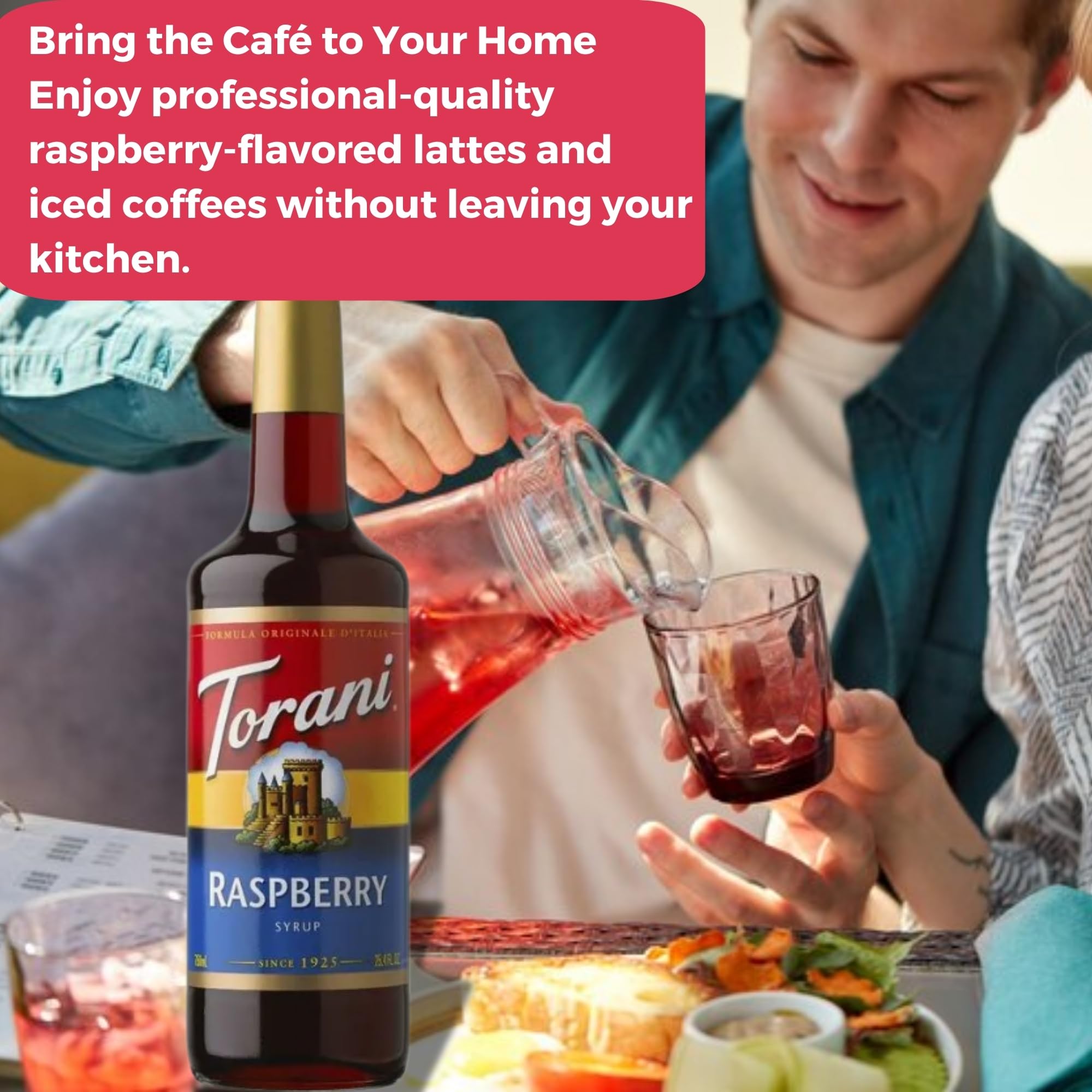 Syrup pump action enables precise, mess-free pours.