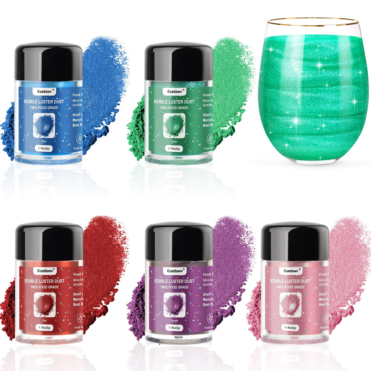 PUPKOLI 5 Colors edible glitter blue on a drink adds vibrant shimmer