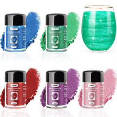 PUPKOLI 5 Colors edible glitter blue on a drink adds vibrant shimmer