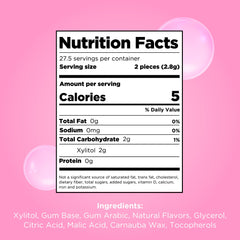 Pur Gum 100% xylitol ingredients highlight natural sweetness with fewer calories.
