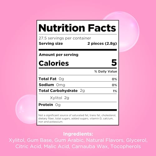 PUR Gum xylitol-sweetened gum highlighting natural sweetness with fewer calories.