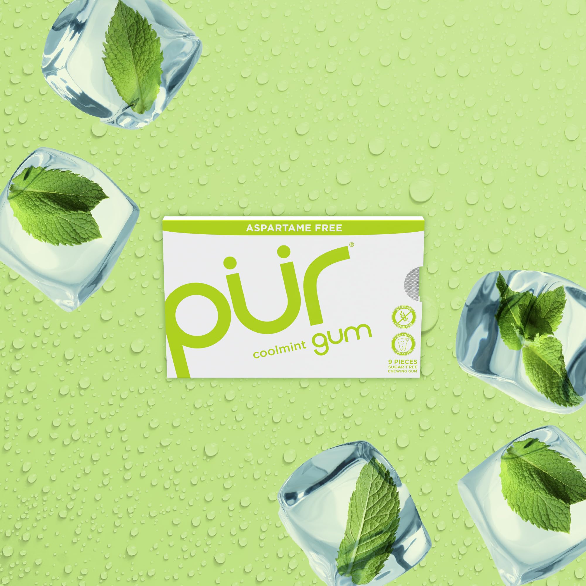 Pur Gum aspartame-free badge signals a gentler sweetener option.