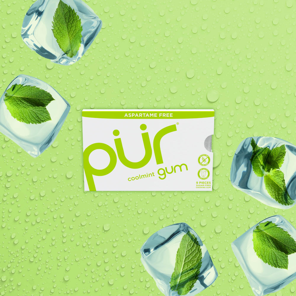 Pur Gum aspartame-free badge signals a gentler sweetener option.
