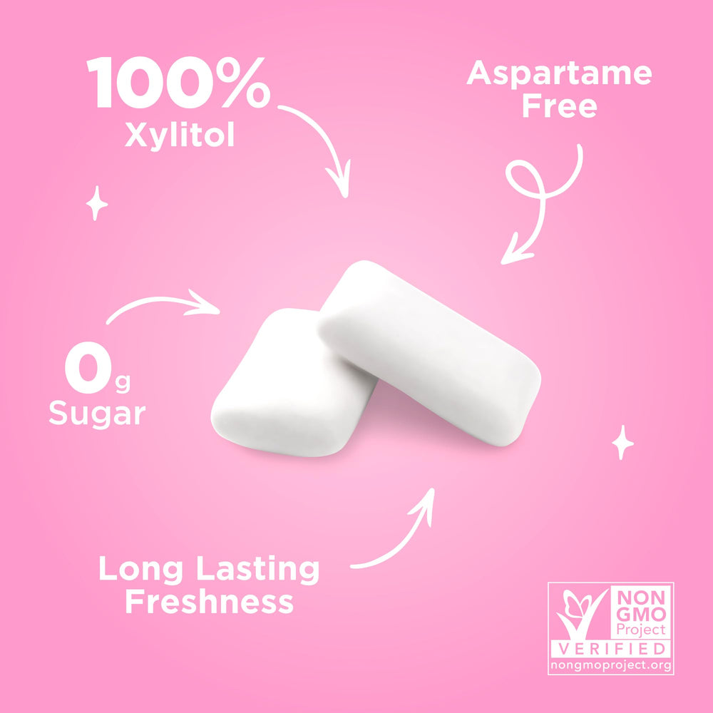 Bubblegum flavor evokes nostalgia while providing a refreshing, sugar-free chew.