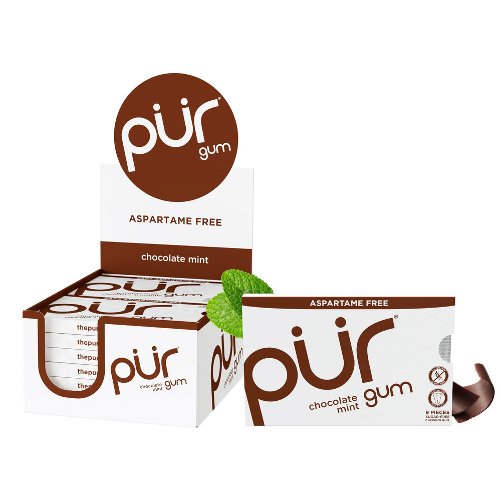 PUR Gum chocolate mint blister pack offers convenient on-the-go indulgence.