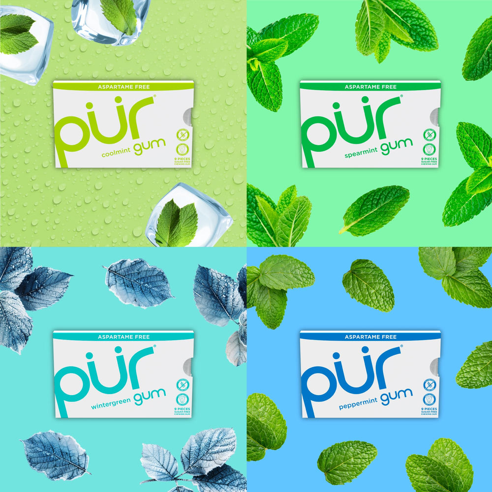 PUR Gum Chocolate Mint flavor blister blends mint and chocolate for a guilt-free treat