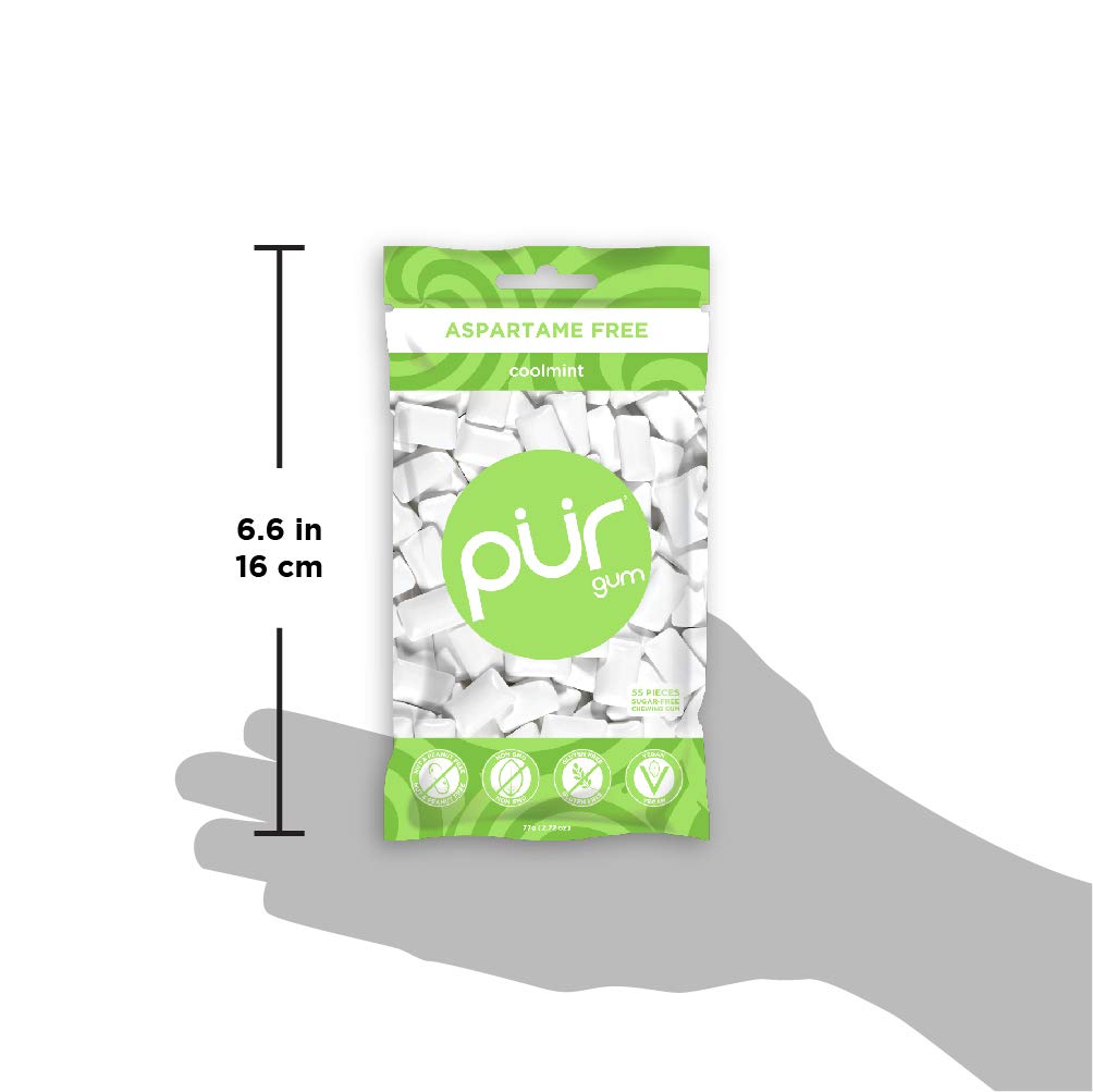 Pur Gum Coolmint box with vegan and gluten-free icons.