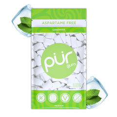 PUR Gum Coolmint pack front for a sugar-free breath boost on the go