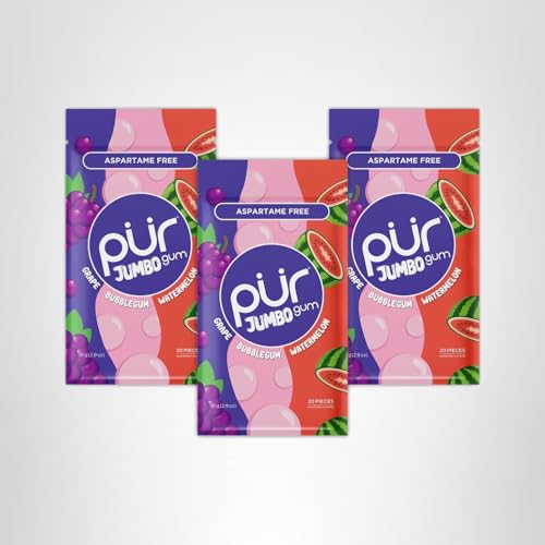 PUR Gum Jumbo resealable bag keeps gum fresh between uses.