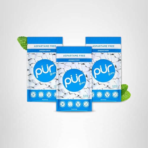PUR Gum 55-piece pack designed for long-lasting peppermint refreshment.
