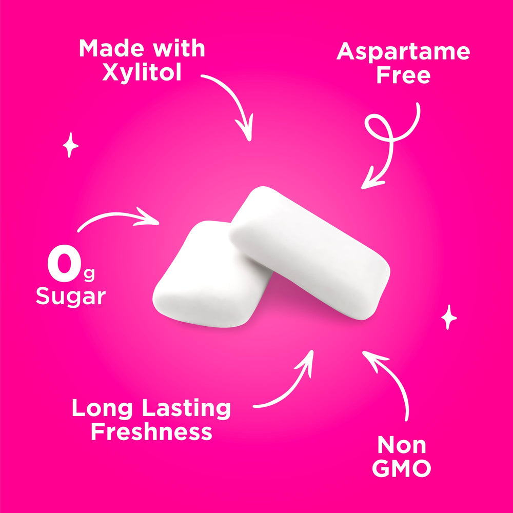 PUR Gum Pomegranate Mint foil wrapper highlights fresh aroma and pocket-friendly convenience.