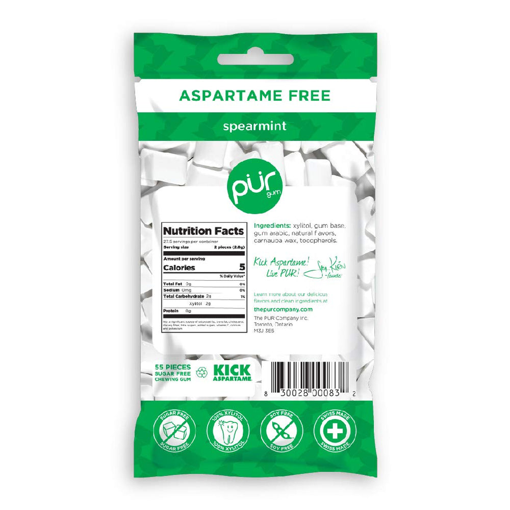 PUR Gum Spearmint 3-pack box with convenient breath refresh on the go