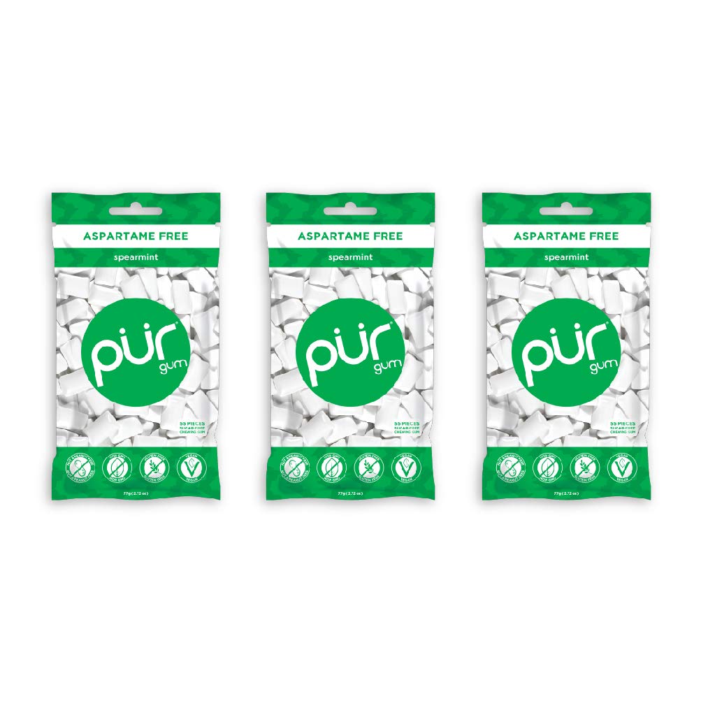 Pur Gum Spearmint 55-count pack for long-lasting breath after meals