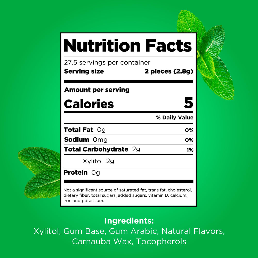 PUR Gum Spearmint resealable bag preserves freshness between uses.
