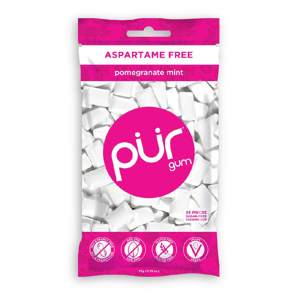 PUR Gum Wintergreen bag close-up reveals smooth finish
