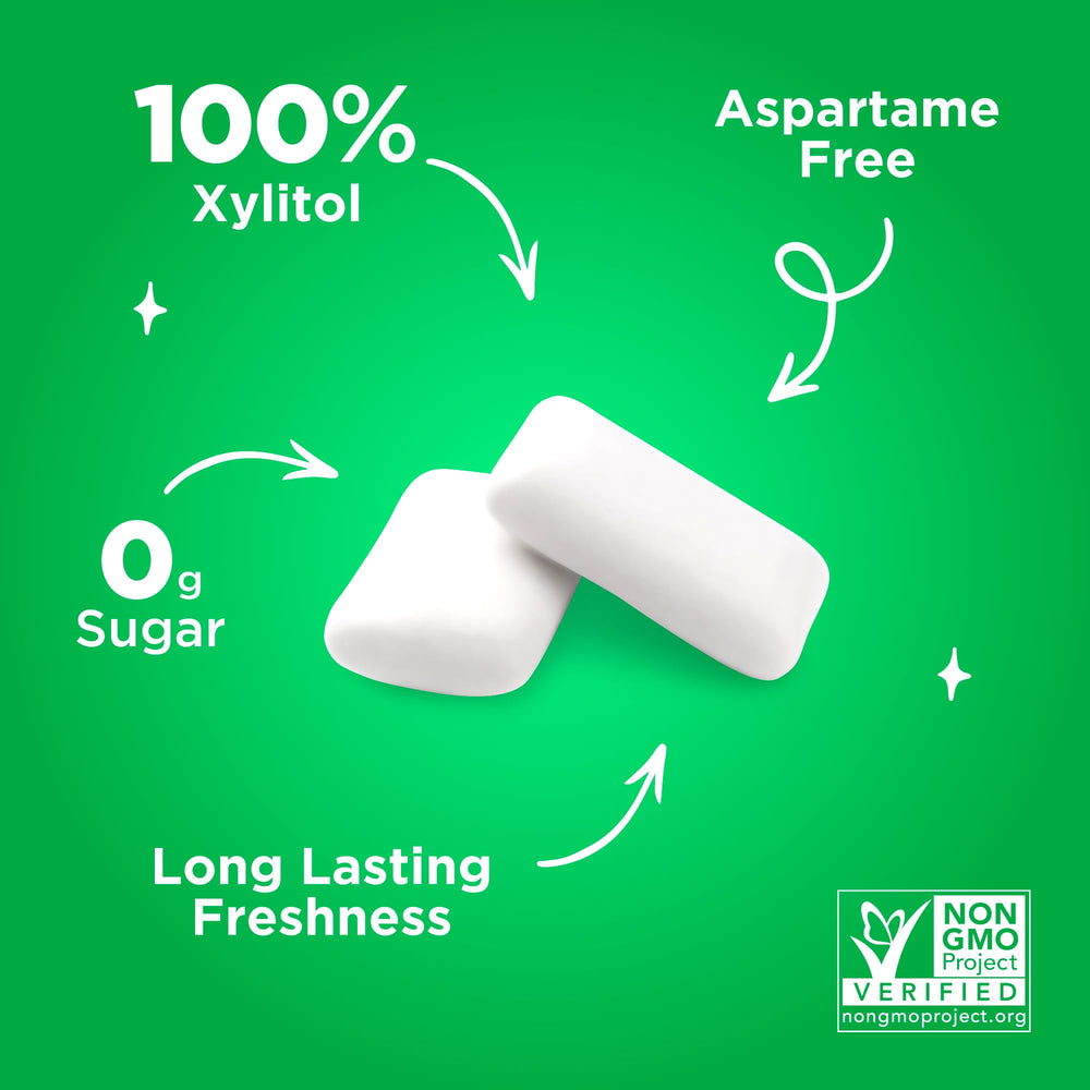 PUR Gum vegan, non-GMO, gluten-free chewing with mint flavor.