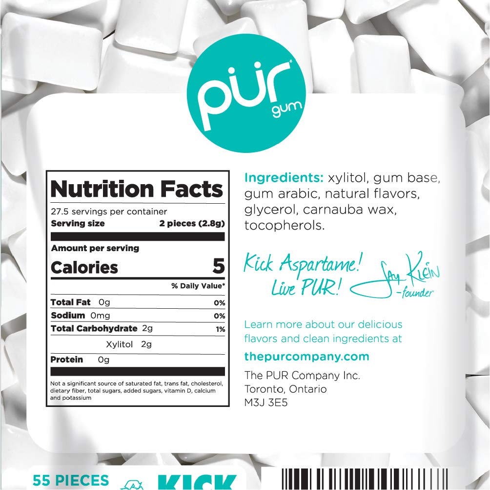 Chewed Pur Gum Wintergreen Mint shown, long-lasting flavor for on-the-job freshness.