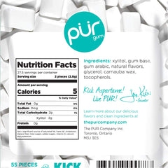 Chewed Pur Gum Wintergreen Mint shown, long-lasting flavor for on-the-job freshness.