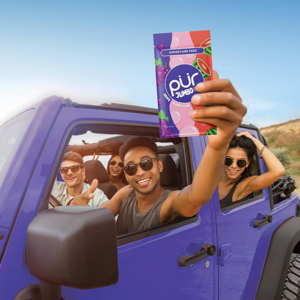PUR Jumbo Gum xylitol-sweetened formula for a sugar-free option.