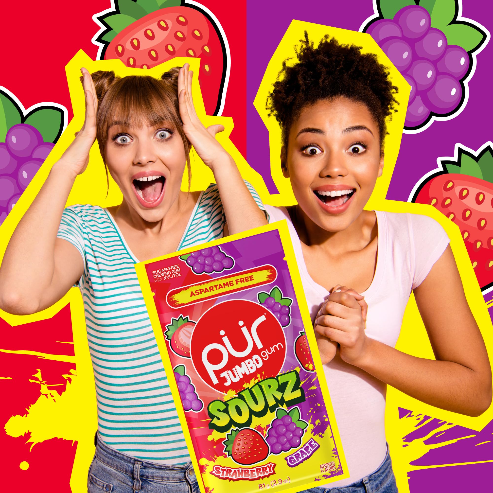 Packaging close-up highlights xylitol sweetness and aspartame-free formula