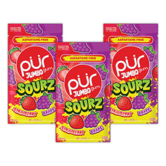 PUR Jumbo SOURZ Gum strawberry piece delivers bold sour flavor for on-the-go snacking