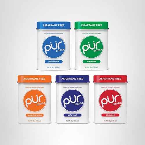 PUR Mints on-shelf display highlighting compact, allergen-friendly mint tins.