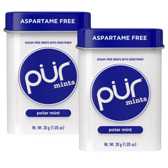 PUR Mints Polar Mint tin front view for refreshing breath on the go