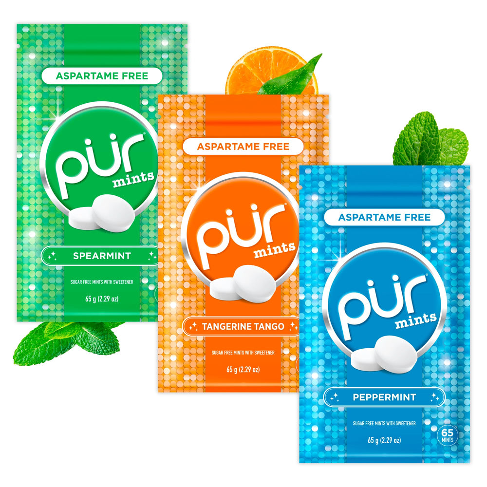 PUR Mints spearmint pack-3 for on-the-go freshness.