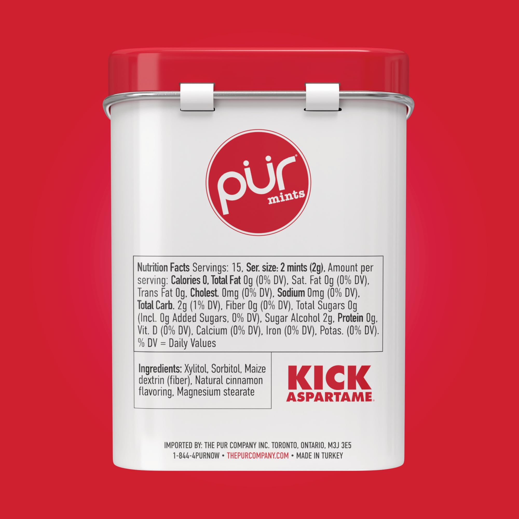 PUR Mints travel tin packaging ready for pocket-friendly freshness.