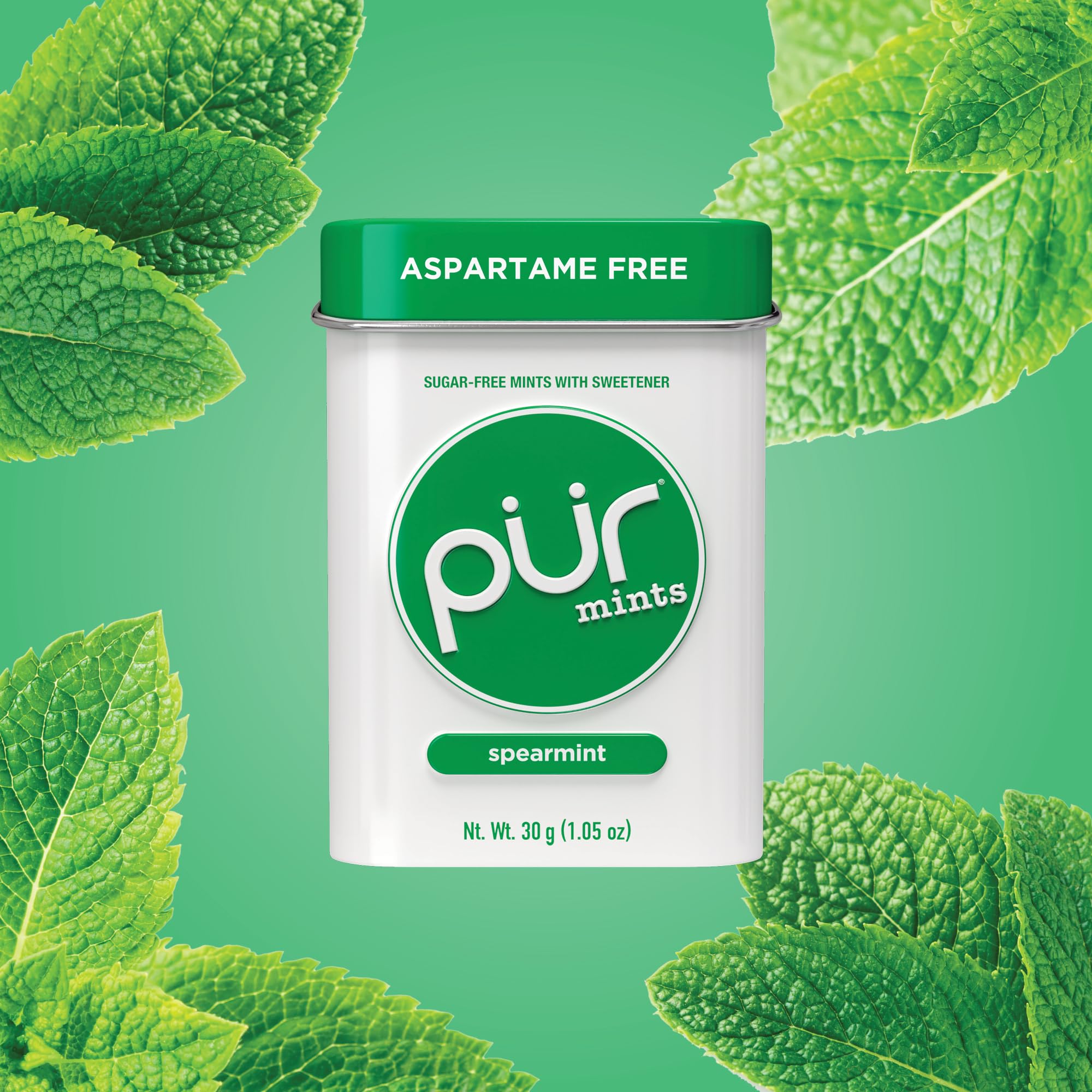 PUR Mints vegan and gluten-free badge appeals to diverse diets.